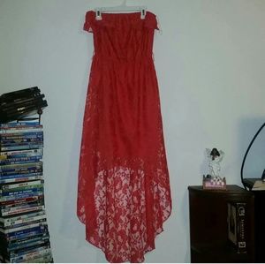 Orange high low dress