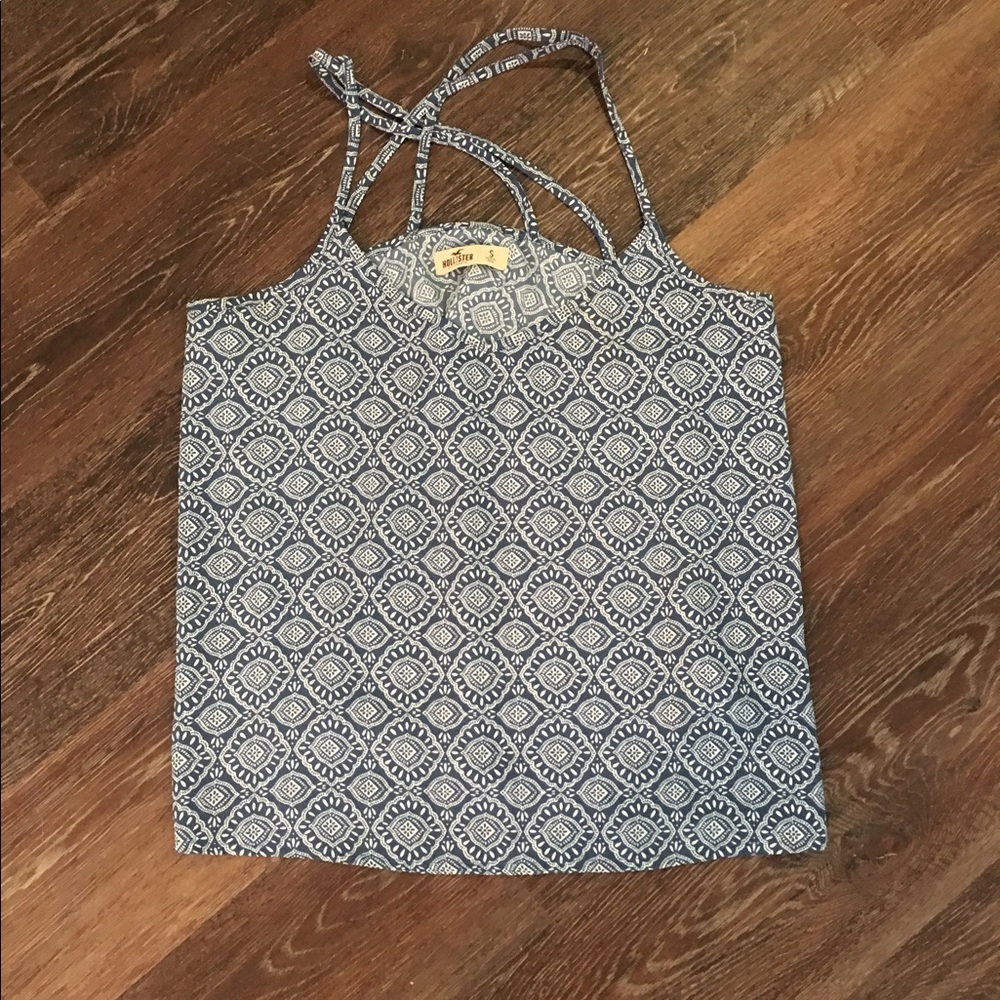 Hollister blue patterned tank top