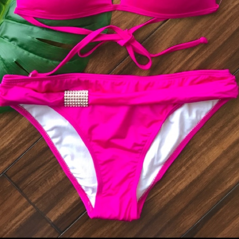 LAST ONE LEFT! Rhinestone hot pink bikini bottom