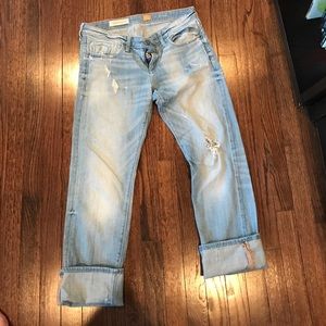 Relaxed distressed denim