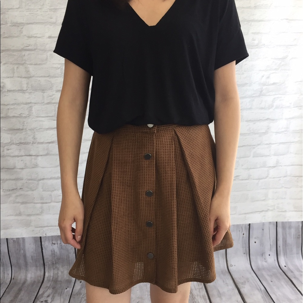 Zara faux suede perforated skirt