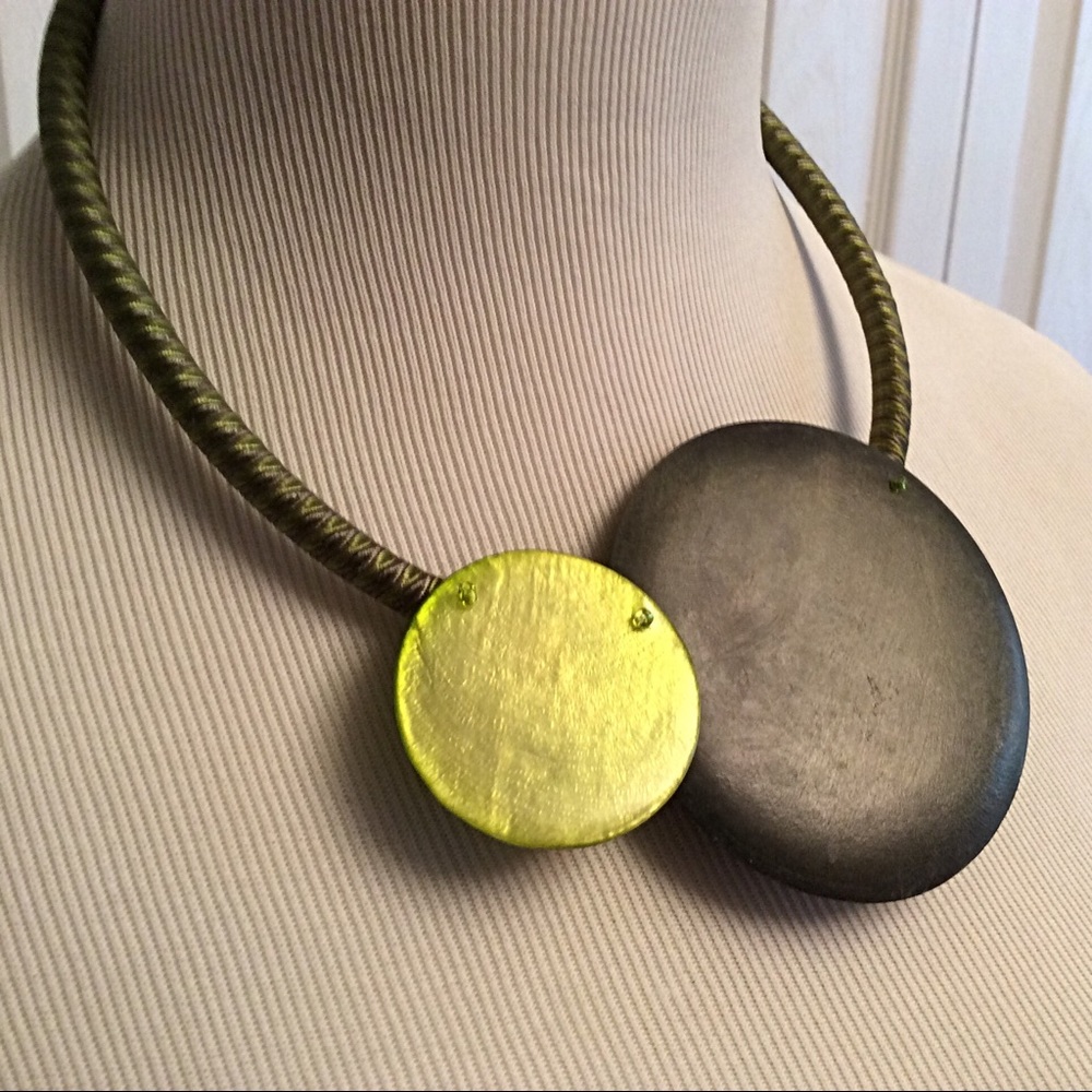 Statement Necklace with Wooden Discs