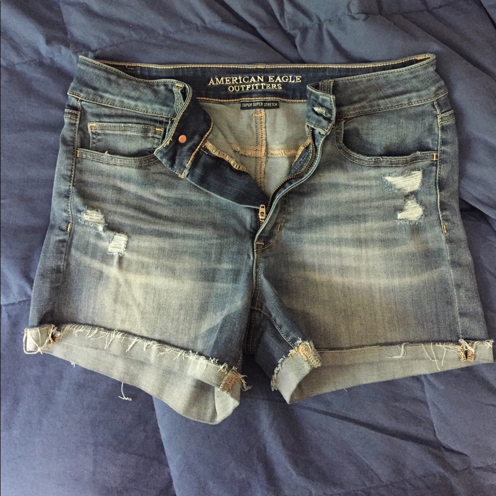 American Eagle Denim High Rise Shortie Shorts