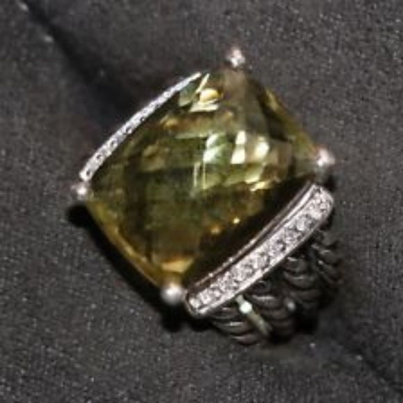 David Yurman Lemon Citrine Ring with diamonds - Picture 2 of 2