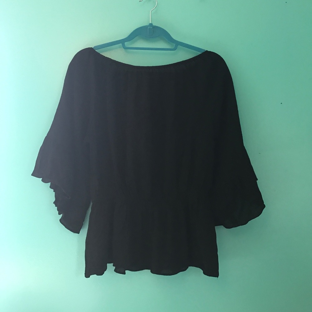 Black off the shoulder boho top