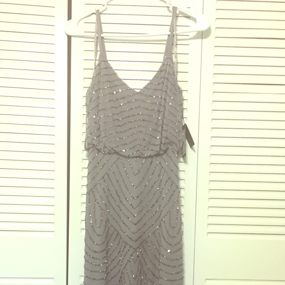 Adrianna Papell Art Deco Beaded Blouson Gown