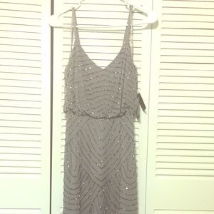 Adrianna Papell Art Deco Beaded Blouson Gown