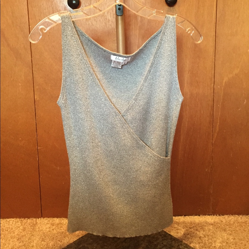 Silver Sparkly Women's Cross Breast Tank