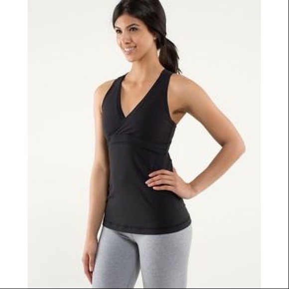 lululemon athletica Tops - Lululemon Deep V Athletic Tank Black Yoga XXS 2