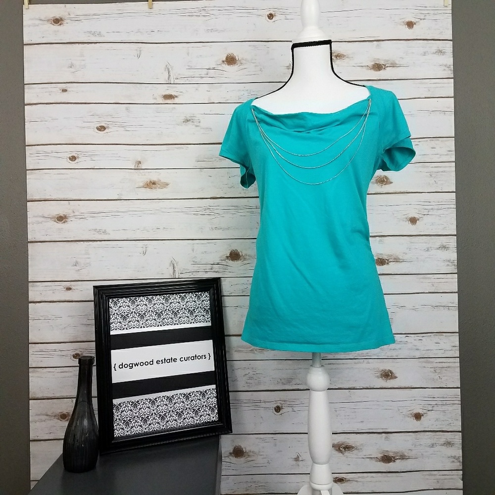 {Emma James} Teal Short Sleeve Knit Top-Med