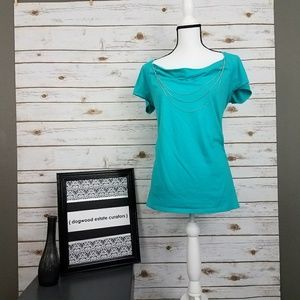 {Emma James} Teal Short Sleeve Knit Top-Med