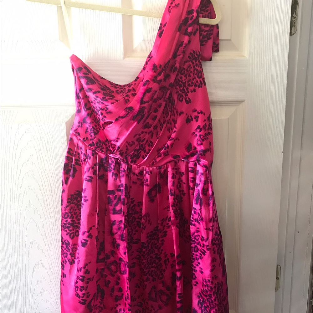 Cynthia Vincent hot pink leopard silk dress