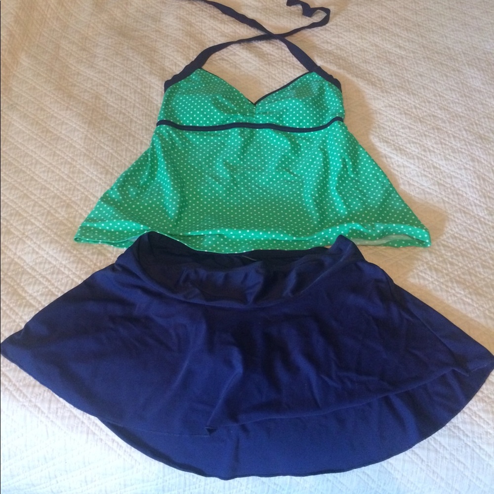 Navy swim skirt maternity