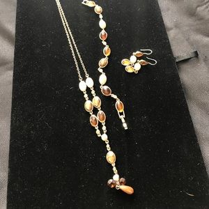 Brown stones gold tone set