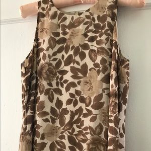 Silk dress. Foliage print. Elegant.