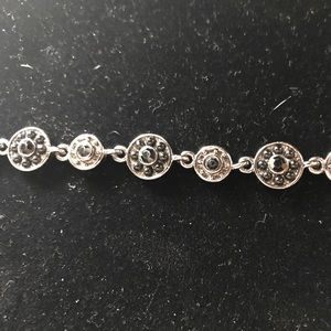 Black onyx silver tone bracelet