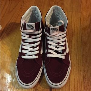 Maroon Vans High Top Sneakers