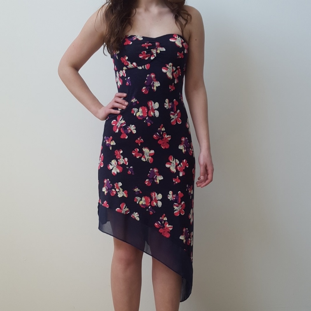 G by Guess strapless asymetrical butterfly dress