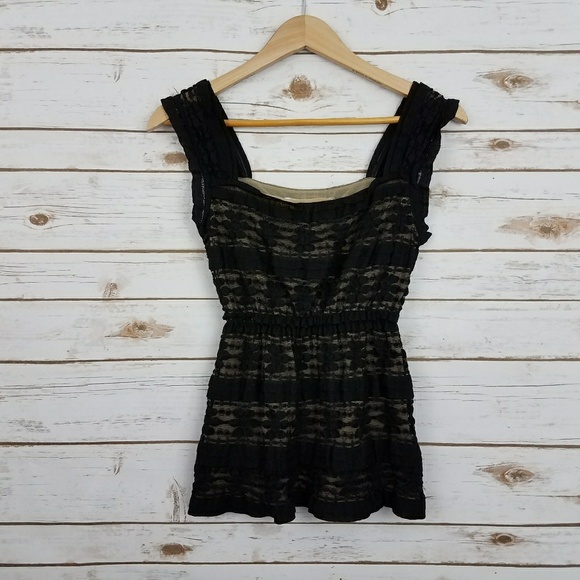 {Max Studio} Lined Black Lace Stretch Fit Top-S - Picture 3 of 5