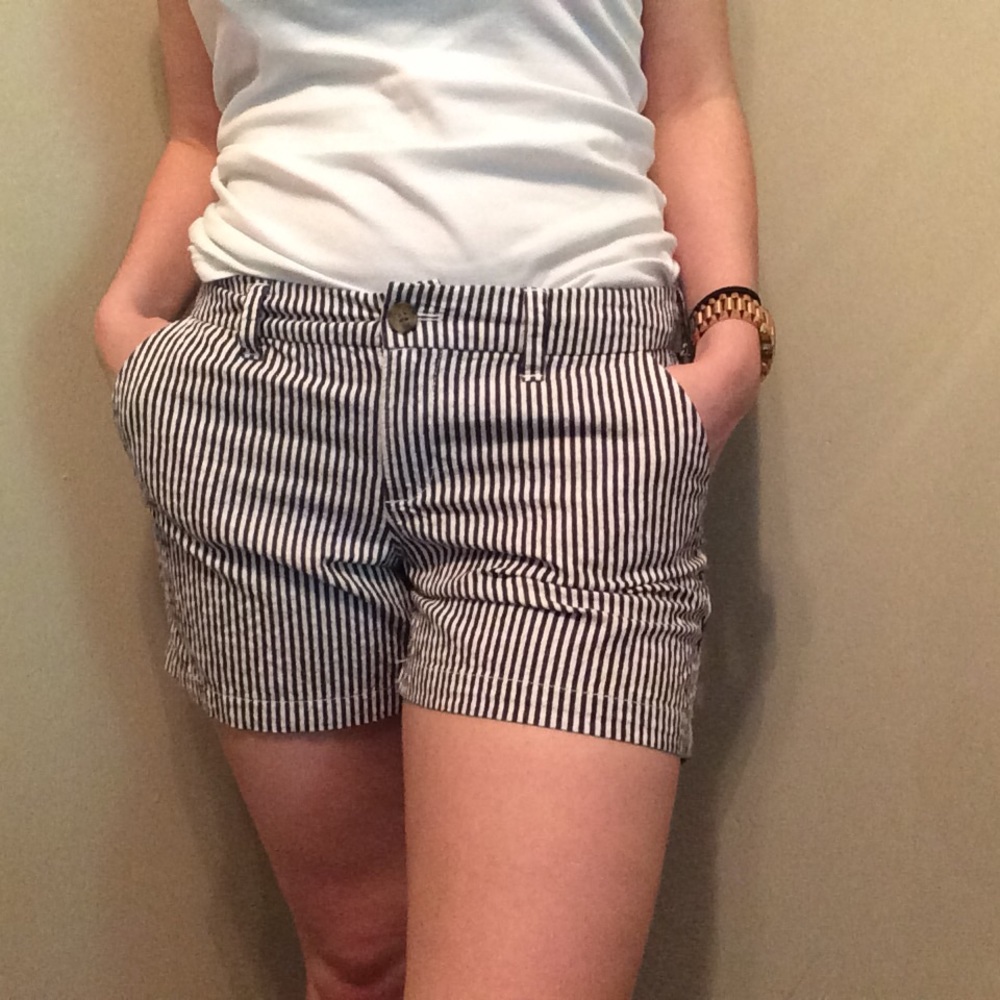 Navy & White striped shorts