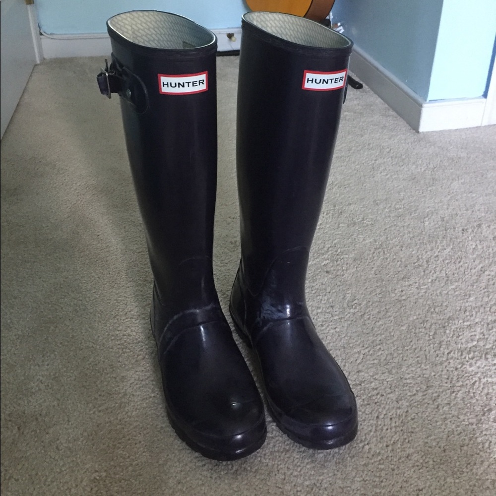 AMAZING DEAL Navy Blue Tall Gloss Hunter Boots