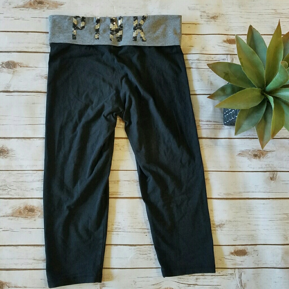 Victoria's Secret PINK Black and Gray Yoga Capris