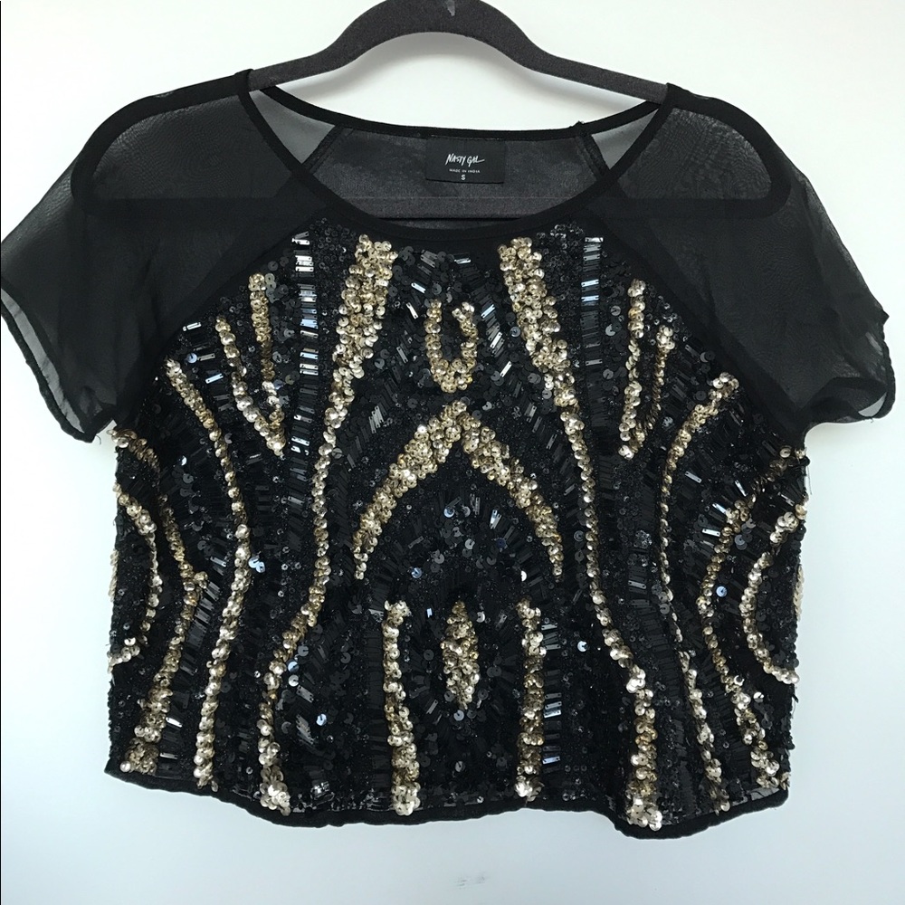 Sequins leather top