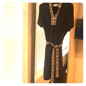 1x MK work dress- brown with green/white trim