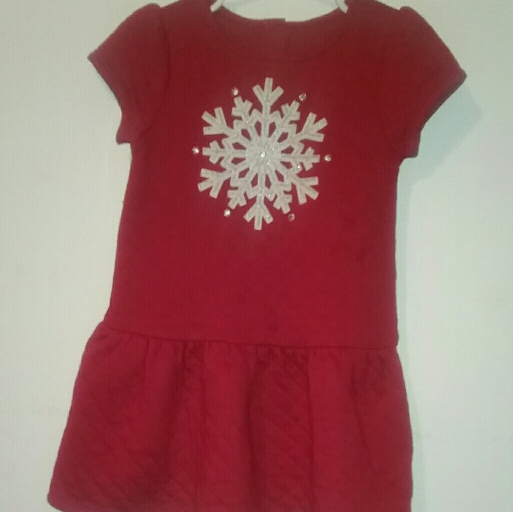 3T Red Quilted Snowflake Dress w/ matching tights