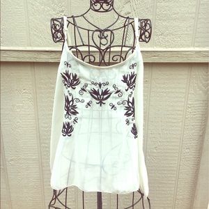 SALE! Sexy White Tank Top with Black Detailing