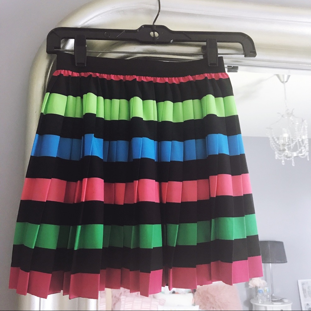 H&M striped pleated skater skirt