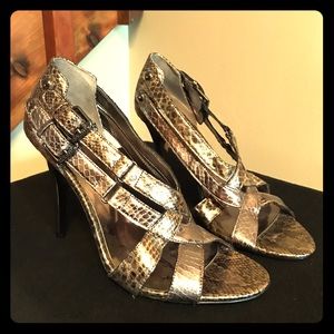 Guess Bronze Snake Heels Sandals Size 8M