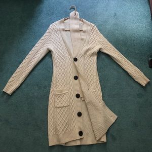 Banana Republic Cream Italian Merino Long Sweater