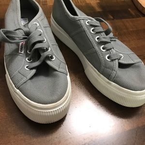 Gray Superga platform sneakers