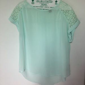 NWOT Aqua Polyester Blouse w/ Shoulder Detail
