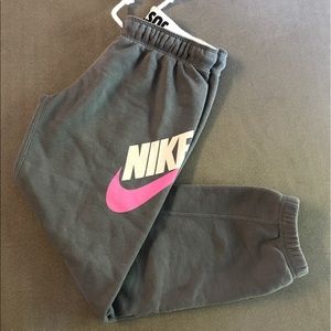 Nike Crop Sweats - XS - Gray with Pink Logo