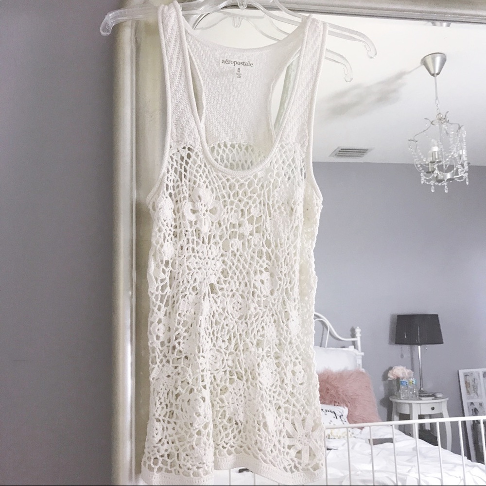 Aeropostale white crochet tank top