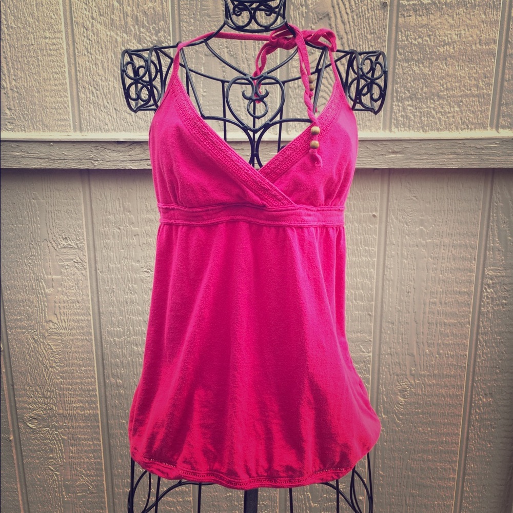 Backless Pink Tank Top with Beads