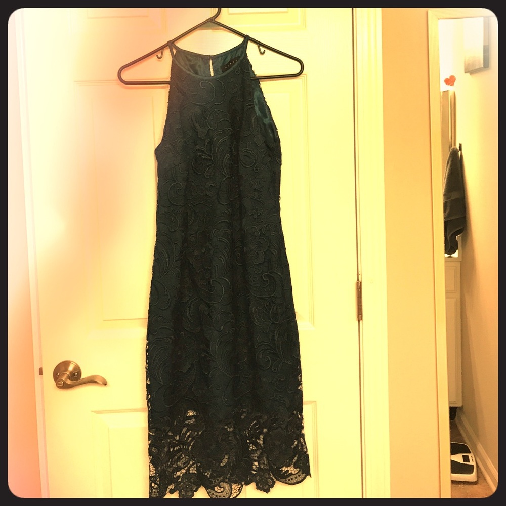 Dark green high neck formal dress!