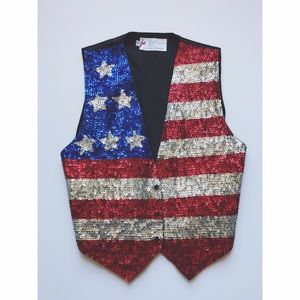 Vintage Sequin Flag Vest