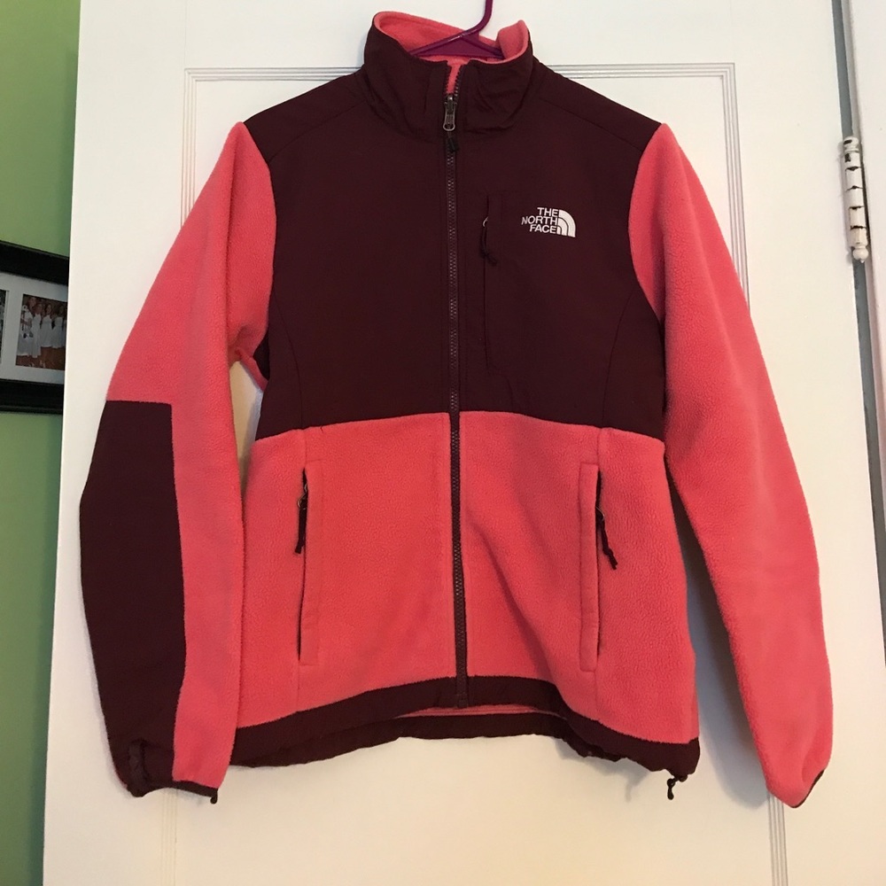 Pink north face fleece jacket size small