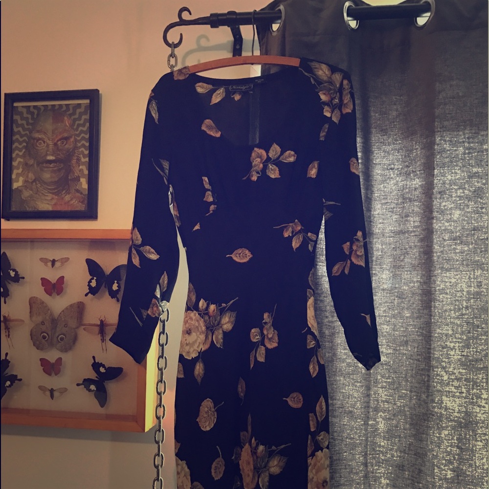 Nostalgia vintage silk rayon 3/4 sleeve dress