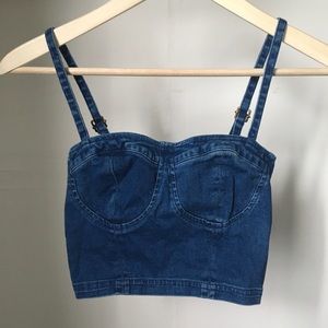 🇺🇸 XS denim bustier. Crop top cute!