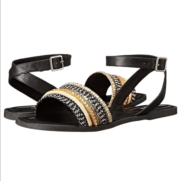 Black Weaving Plaiting Sequins Sandals - Picture 4 of 4