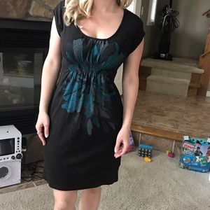 Dark grey teal flowers dress by Dynamite