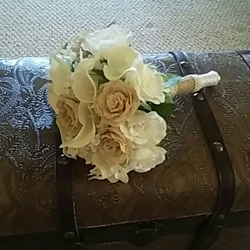 Rustic Wedding Bouquet Burlap Roses -New!!!