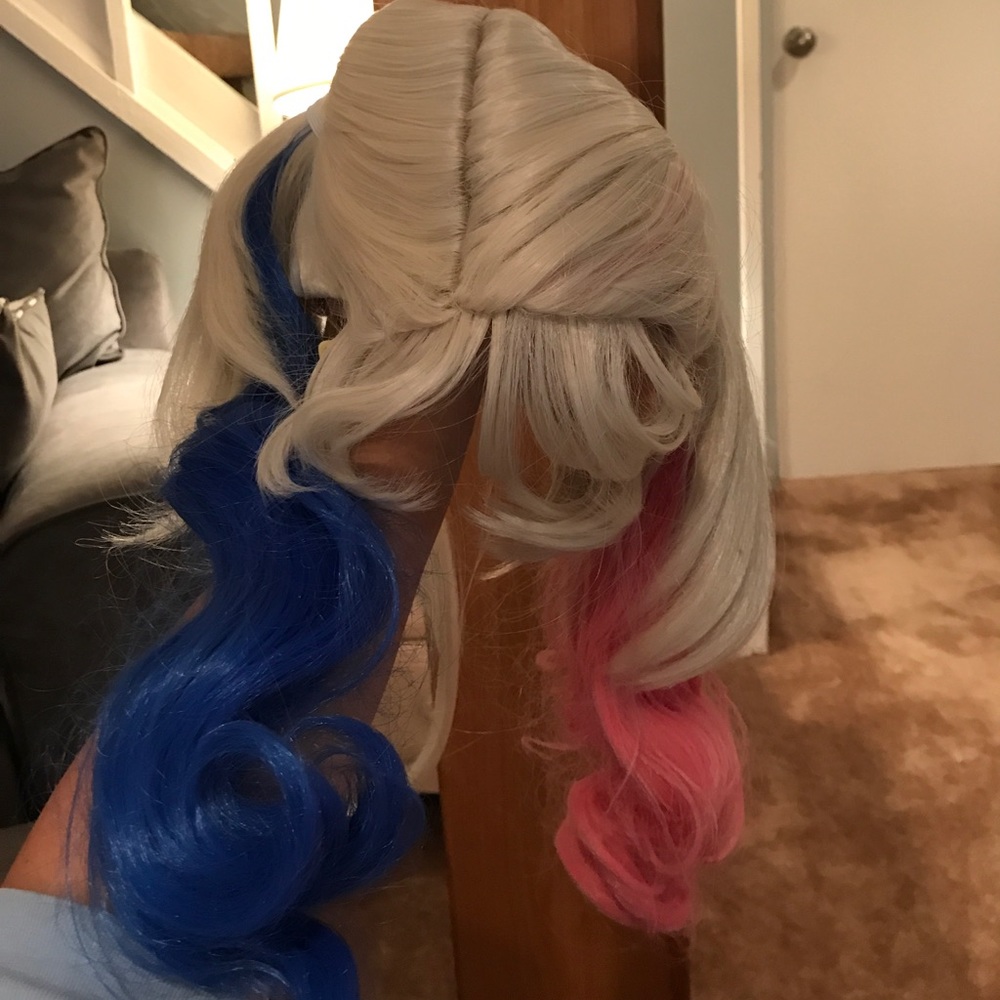 Harley Quinn Blue/Pink pony tail wig