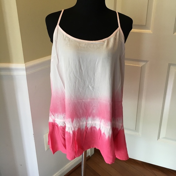 Super Cute Pink & White Tye Dye Strappy Tank Top - Picture 3 of 4