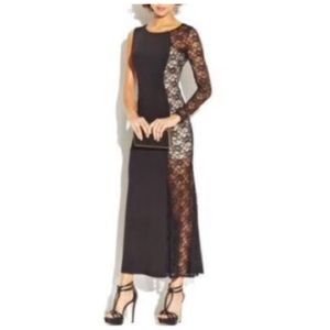 Emerald Sundae Lace-Panel Illusion Black Dress