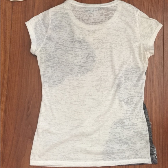 INC white tshirt with flowers detail in grays - Picture 3 of 3